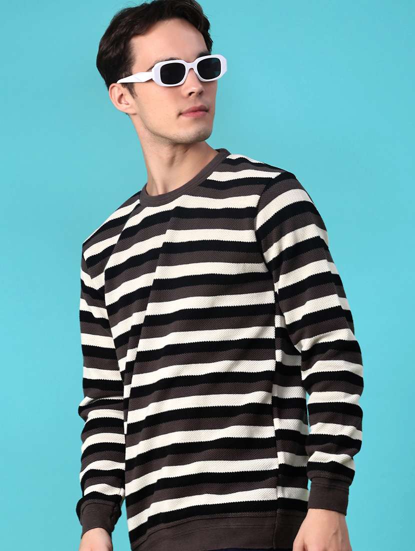 men striped long sleeve regular fit pullover - 21959708 -  Zoom Image - 0