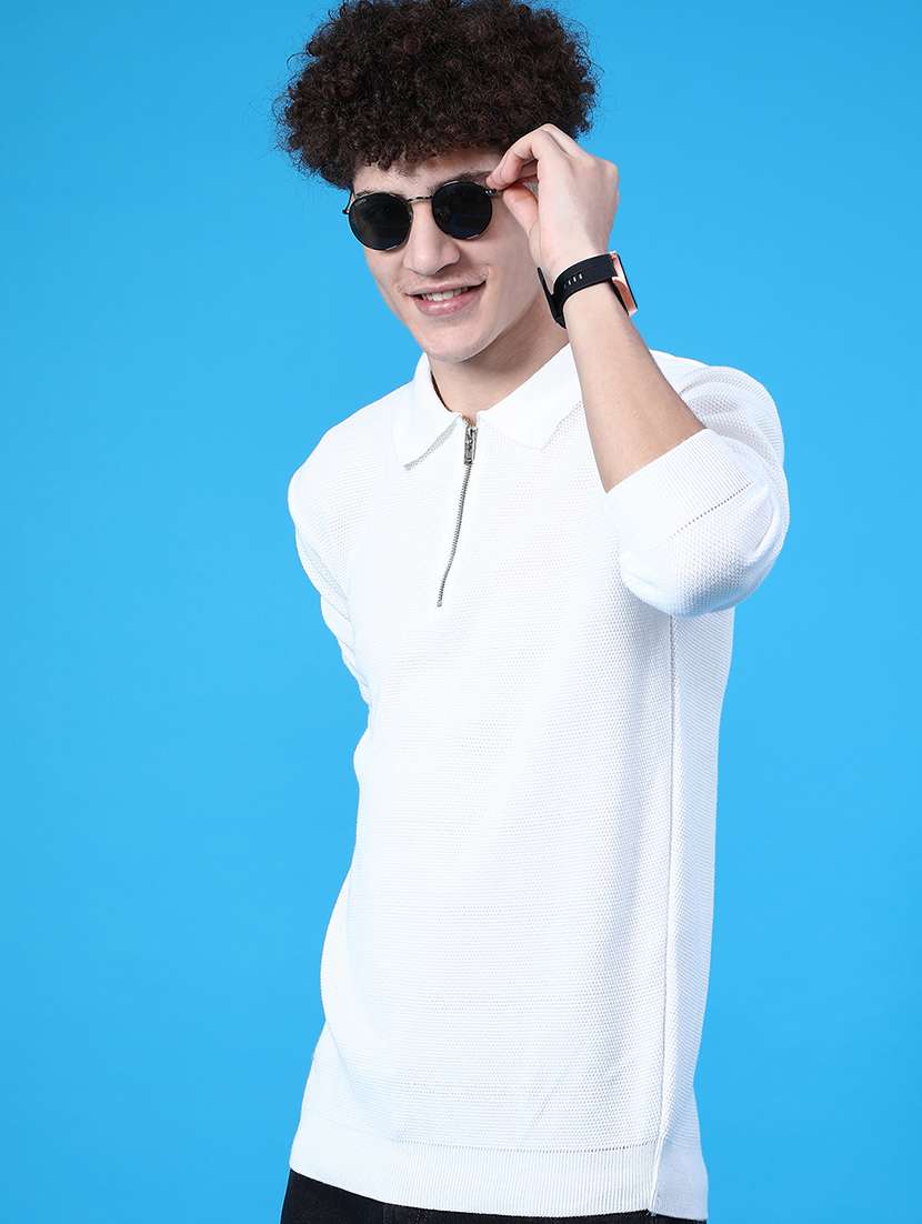 men self design long sleeve regular fit pullover