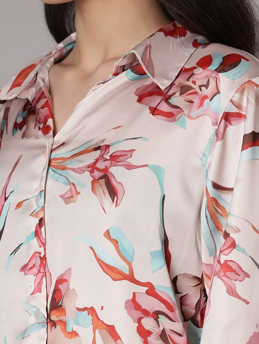 women printed collared long sleeve  shirt - 21959757 -  Standard Image - 5