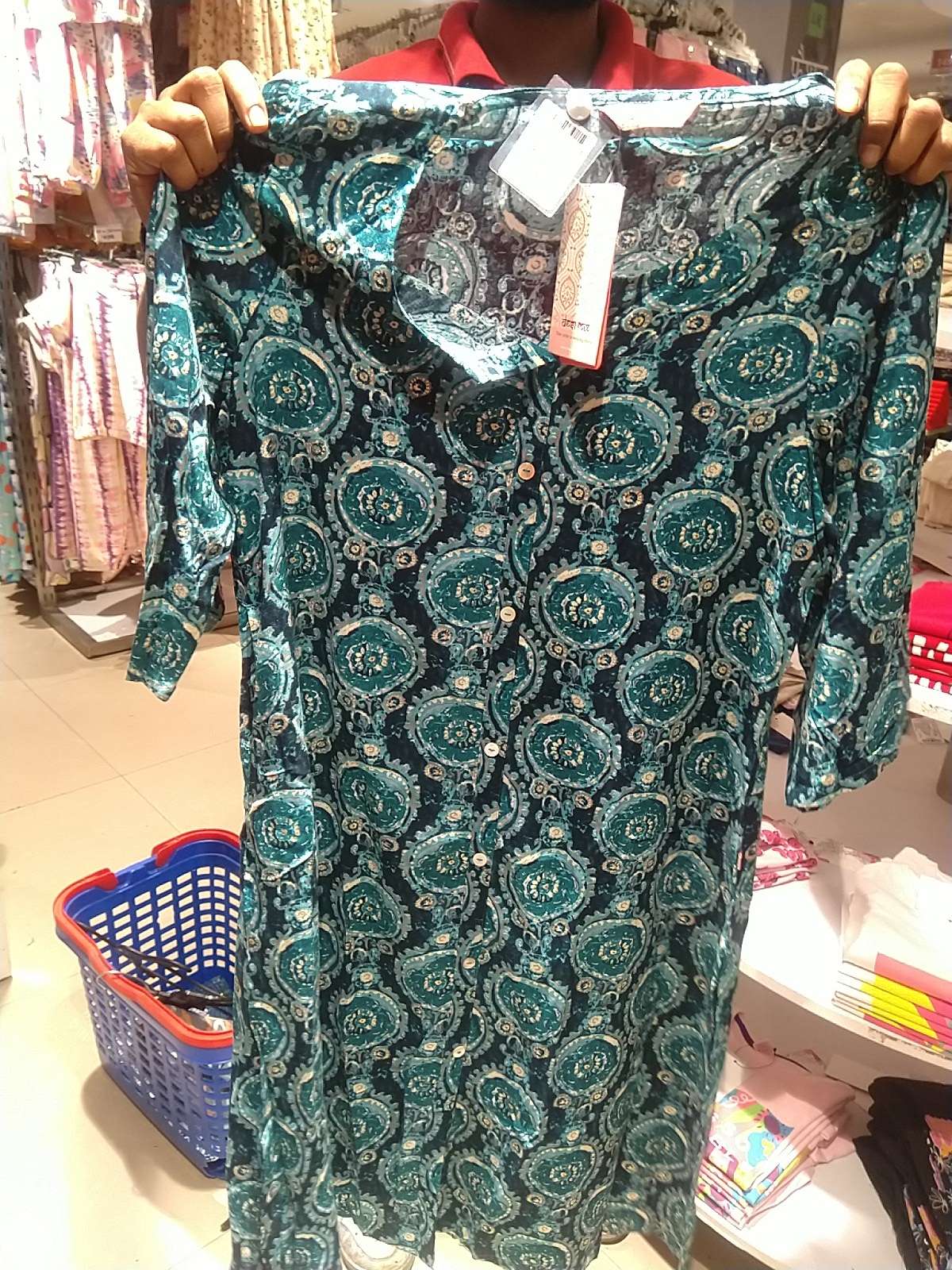 teal rayon kurta - 21959777 - Zoom Image - 0