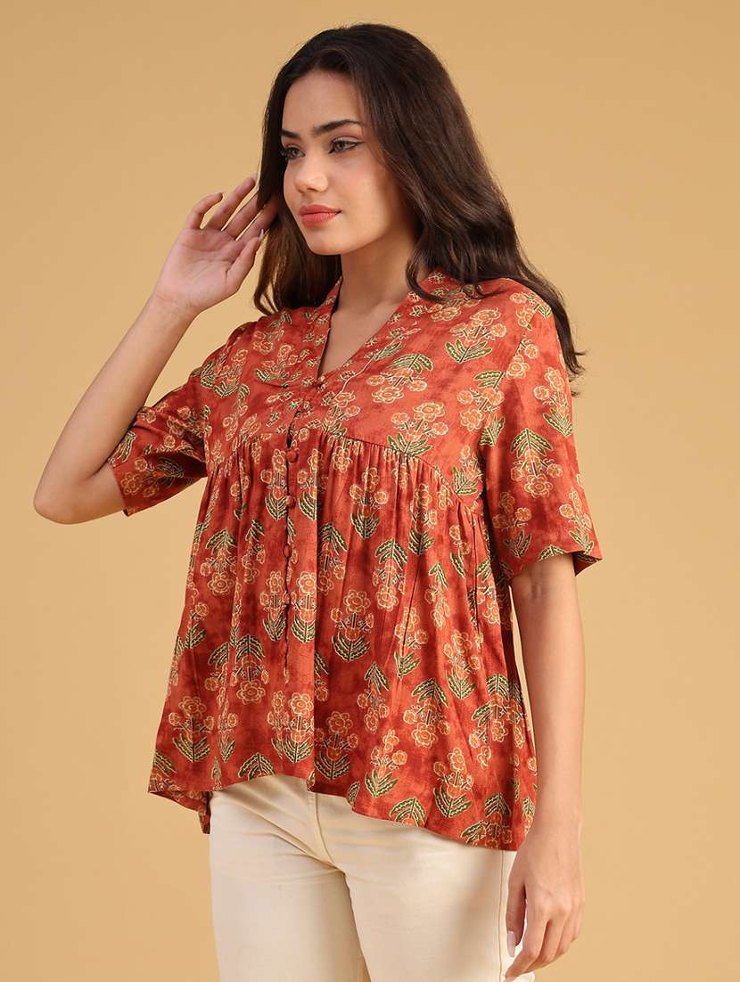women floral print v neck top - 21959796 -  Standard Image - 3