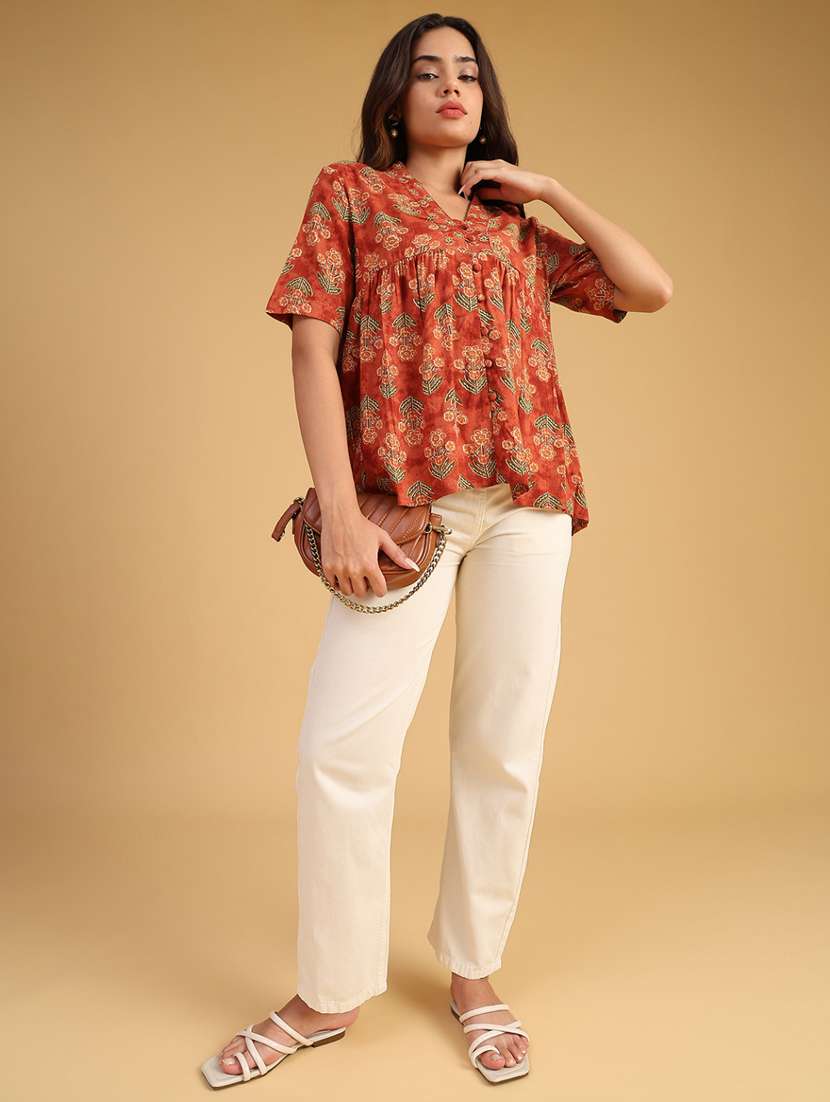 women floral print v neck top - 21959796 -  Standard Image - 5