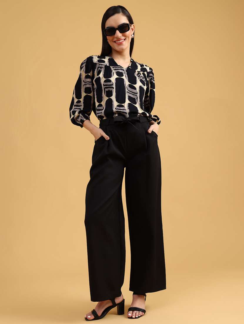 women abstract mandarin neck top - 21959797 -  Standard Image - 5