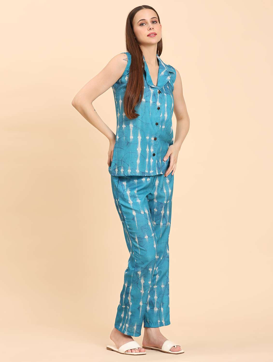 women printed shirt and trouser co-ord set - 21959822 - Standard Image - 3