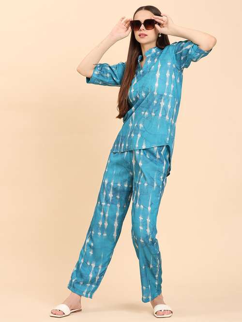 women printed top and trouser co-ord set - 21959823 -  Standard Image - 0