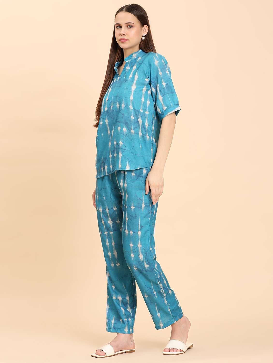 women printed top and trouser co-ord set - 21959823 - Standard Image - 3