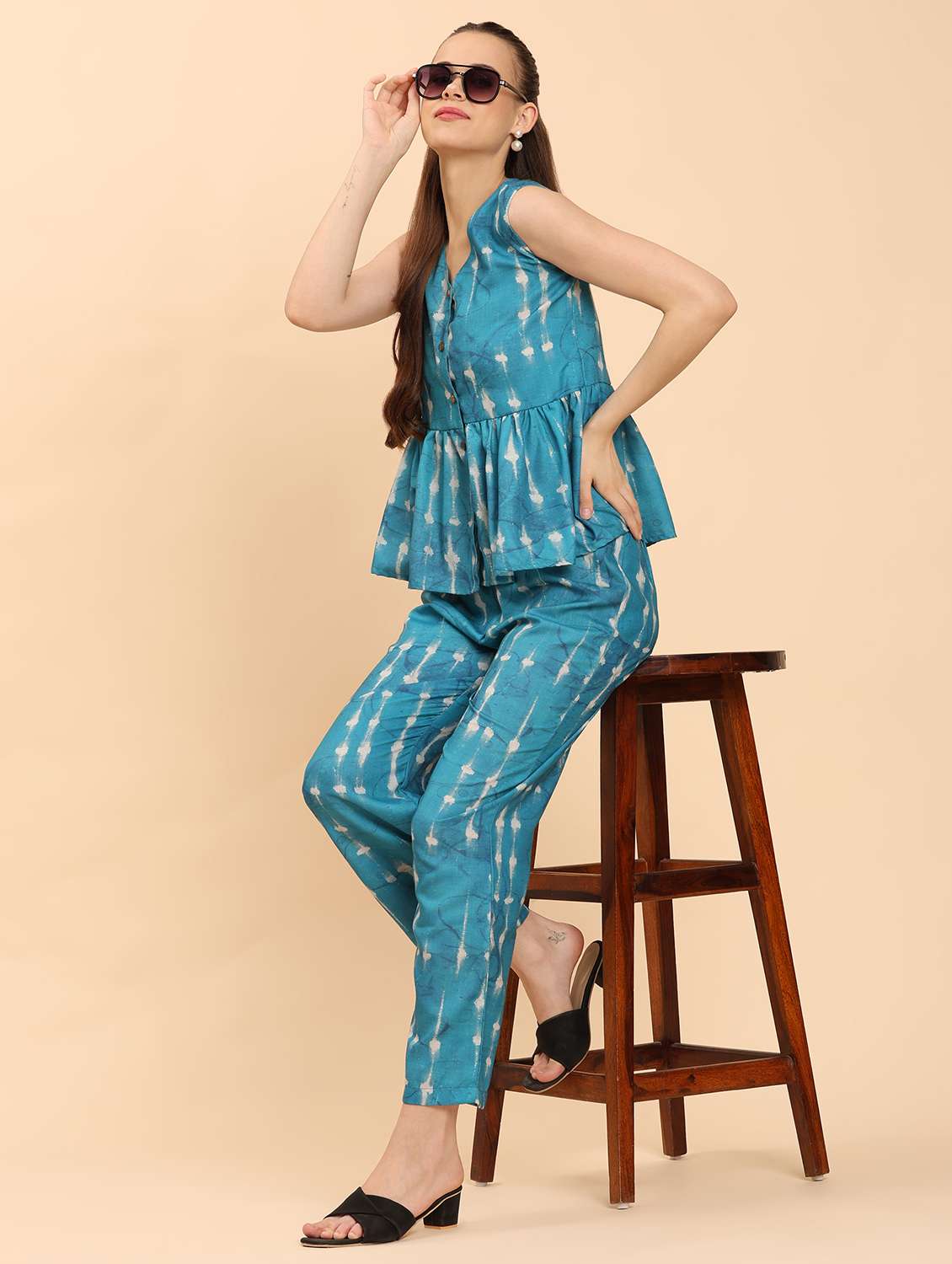 women printed top and trouser co-ord set