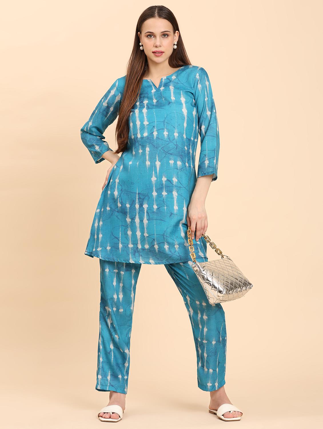 women tie & dye three quarter sleeve co-ord set - 21959828 - Zoom Image - 0