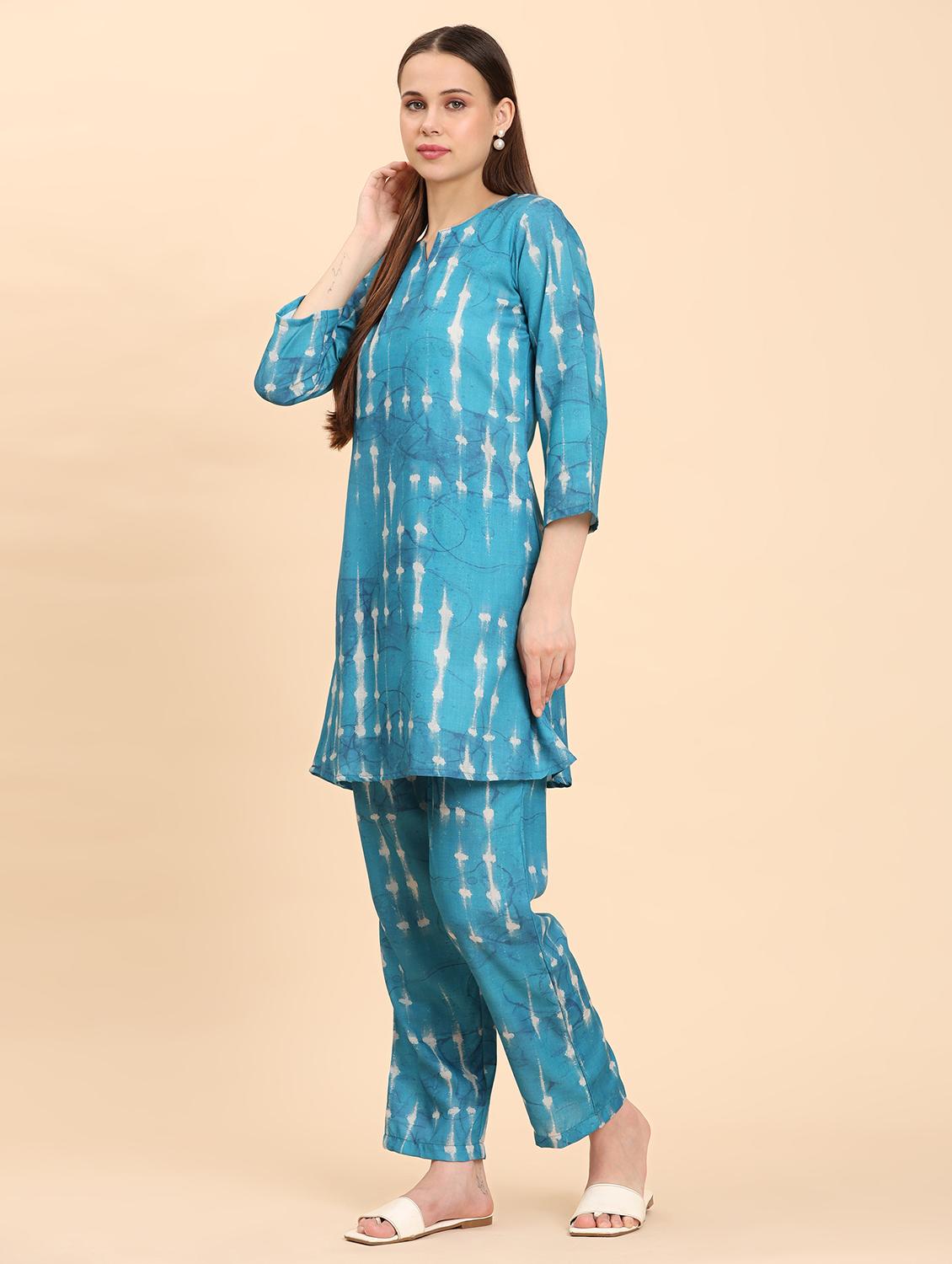women tie & dye three quarter sleeve co-ord set - 21959828 - Standard Image - 3