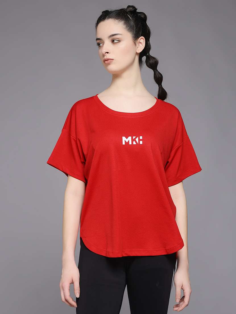 women typography prnted dri-fit sports t-shirt