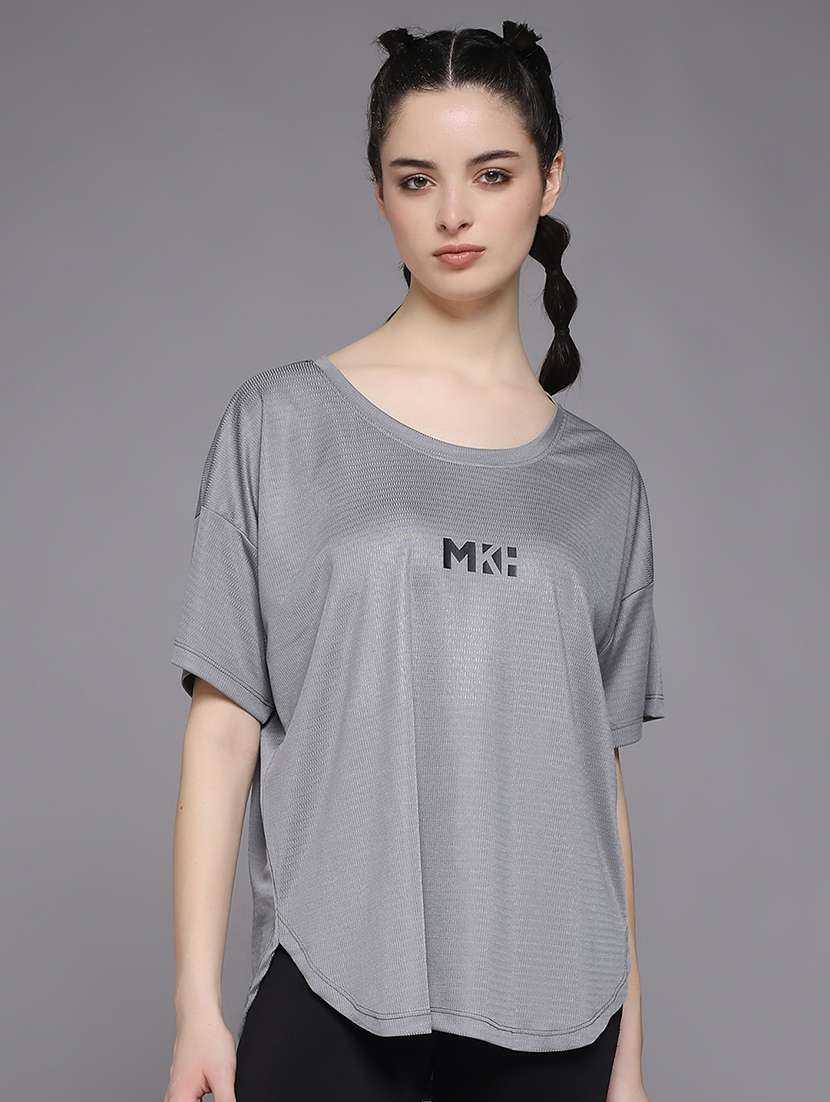 women typography printed dri-fit sports t-shirt