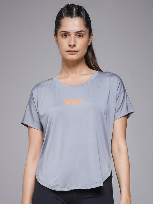 women typography prnted dri-fit sports t-shirt - 21959895 - Standard Image - 0