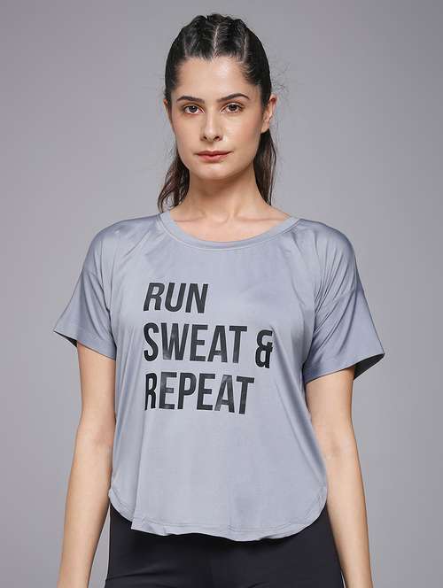 women typography prnted dri-fit sports t-shirt - 21959906 -  Standard Image - 0