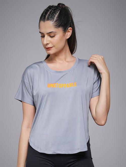 women typography prnted dri-fit sports t-shirt - 21959910 - Standard Image - 0