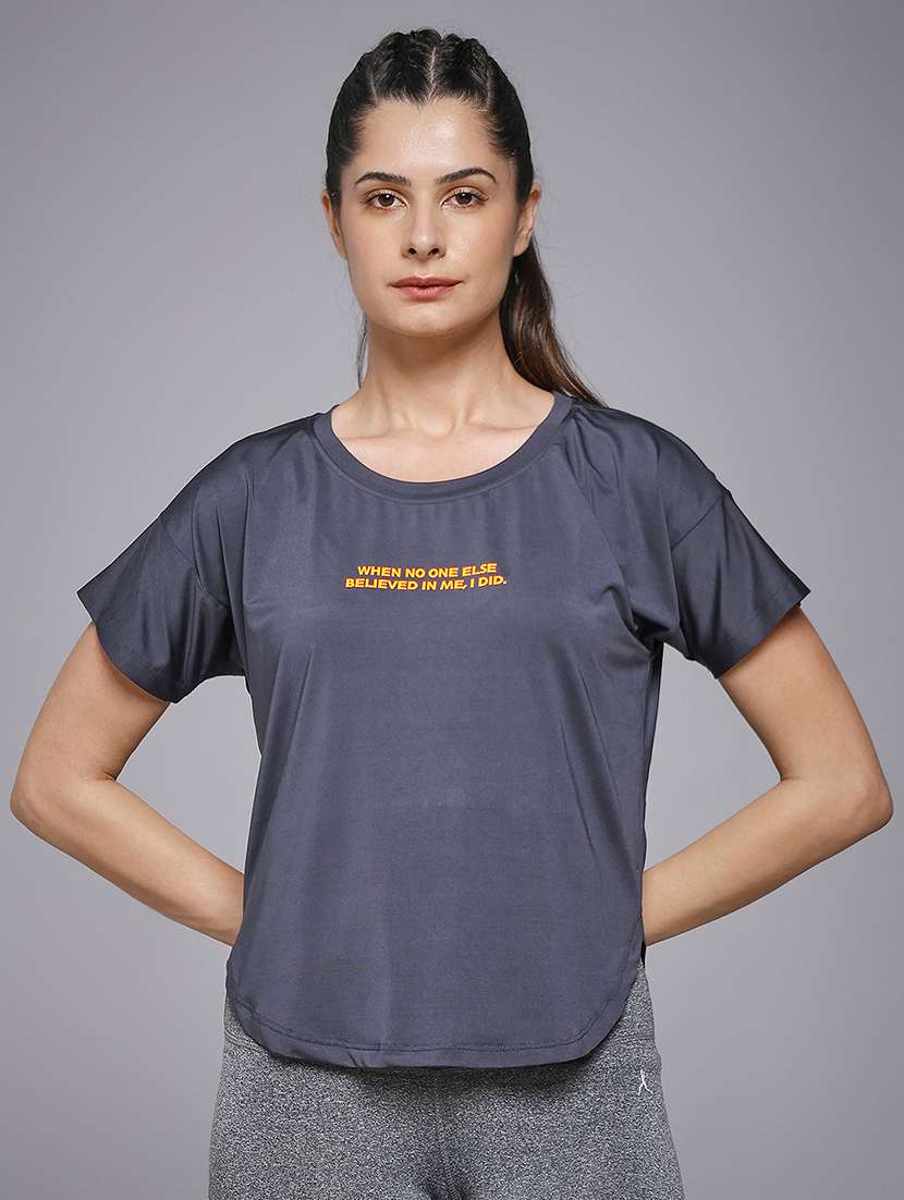 women typography prnted dri-fit sports t-shirt - 21959930 -  Zoom Image - 0