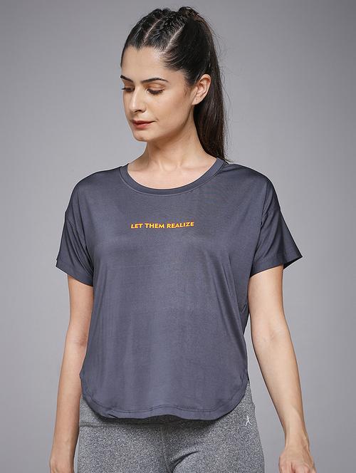 women typography prnted dri-fit sports t-shirt - 21959932 -  Standard Image - 0