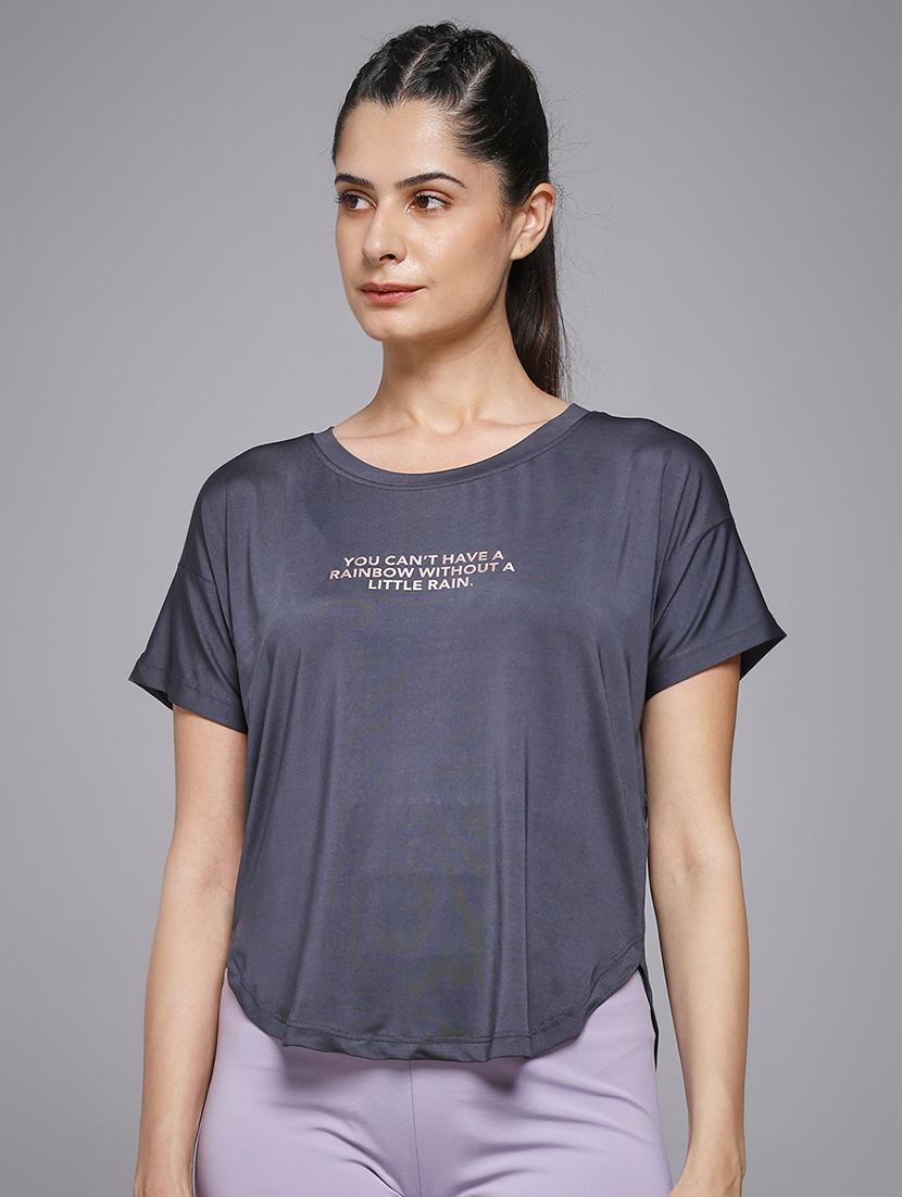 women typography prnted dri-fit sports t-shirt - 21959946 -  Zoom Image - 0