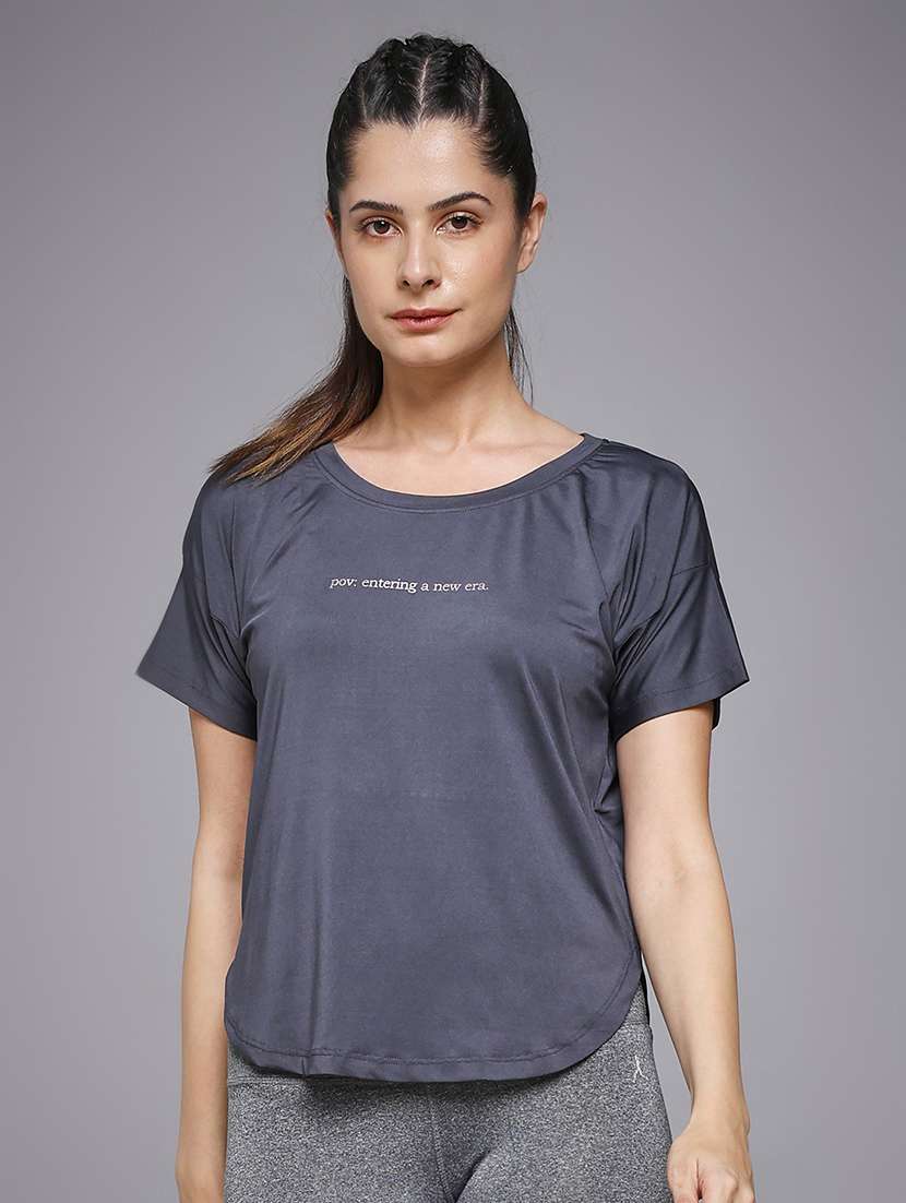 women typography prnted dri-fit sports t-shirt - 21959950 -  Zoom Image - 0