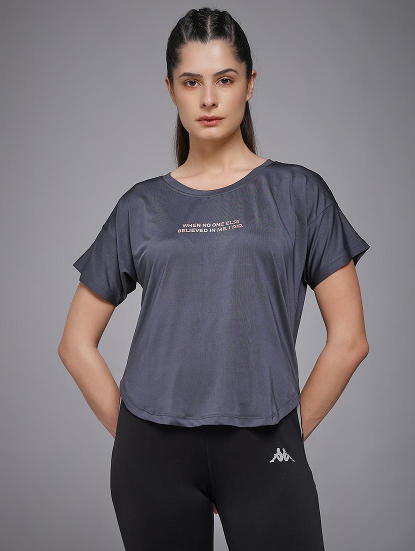 women typography prnted dri-fit sports t-shirt - 21959954 - Zoom Image - 0