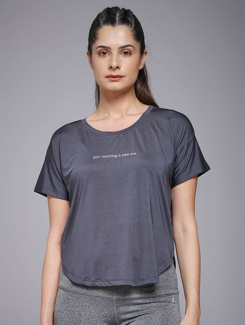 women typography prnted dri-fit sports t-shirt - 21959965 -  Zoom Image - 0