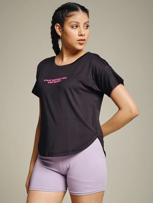 women typography prnted dri-fit sports t-shirt - 21959981 -  Standard Image - 0