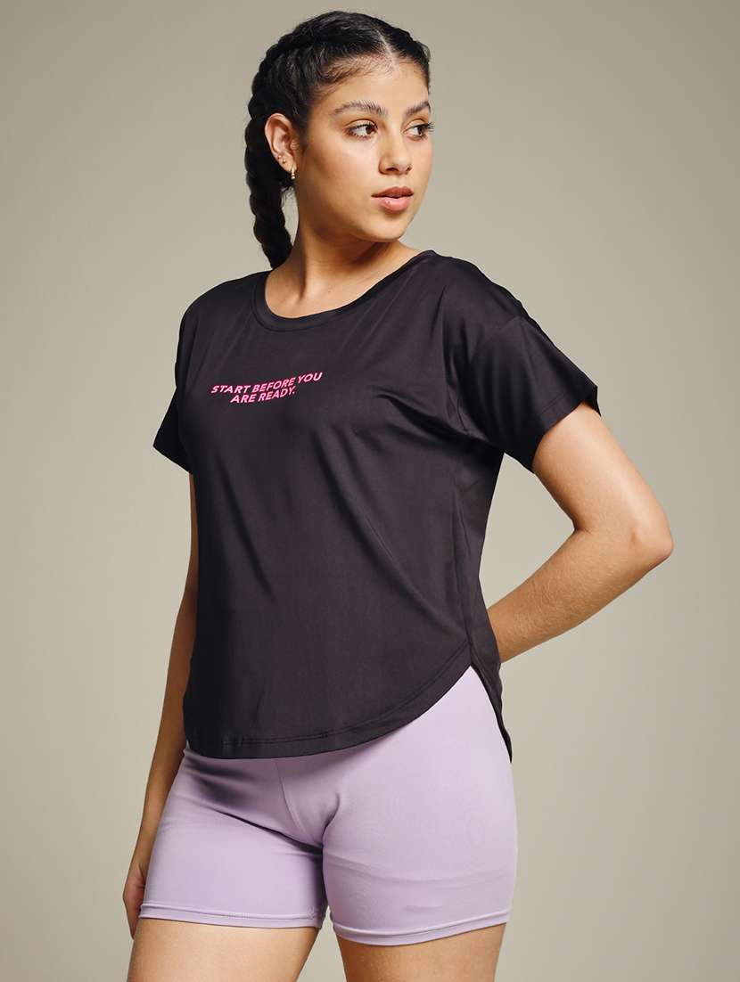 women typography prnted dri-fit sports t-shirt - 21959981 -  Zoom Image - 0