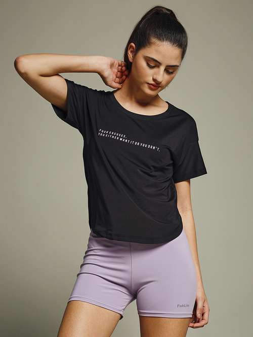 women typography prnted dri-fit sports t-shirt - 21959983 -  Standard Image - 0