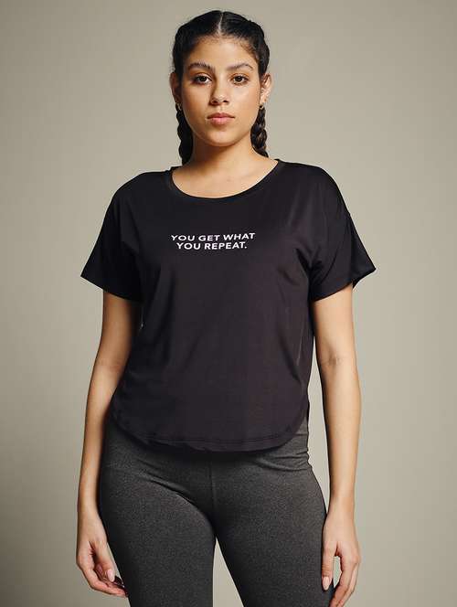 women typography prnted dri-fit sports t-shirt - 21959986 -  Standard Image - 0