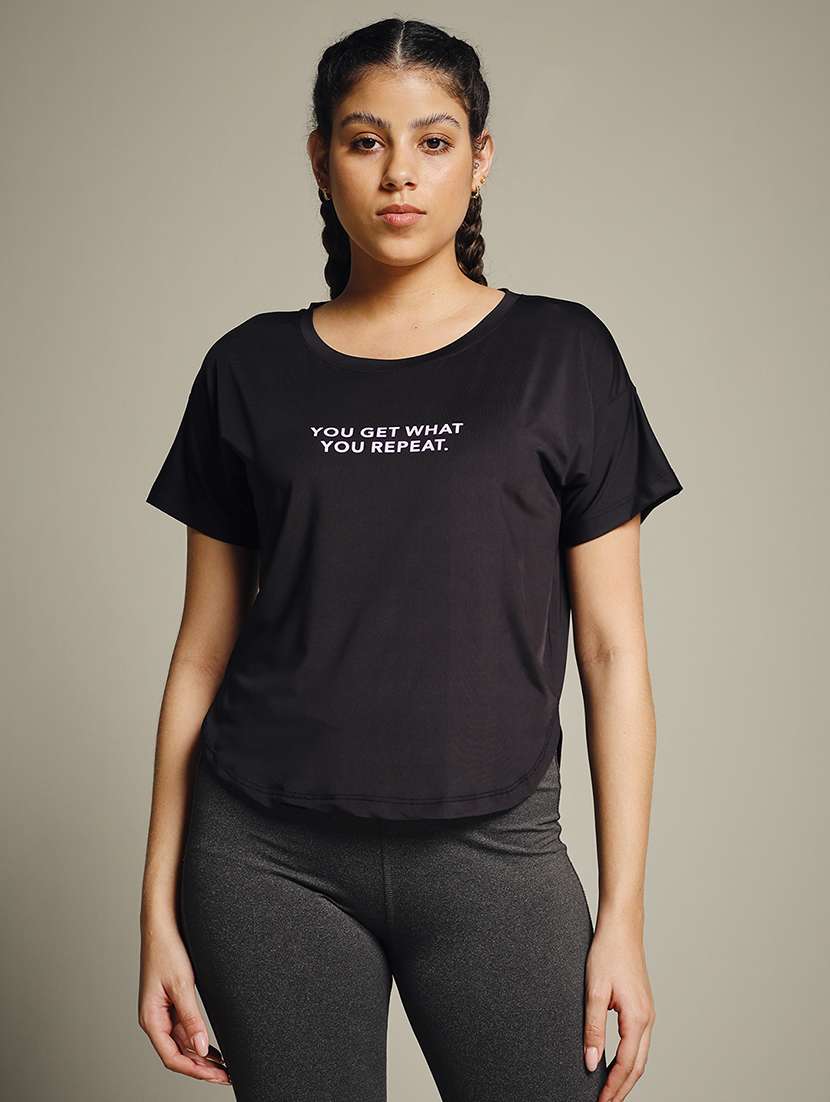 women typography prnted dri-fit sports t-shirt - 21959986 -  Zoom Image - 0