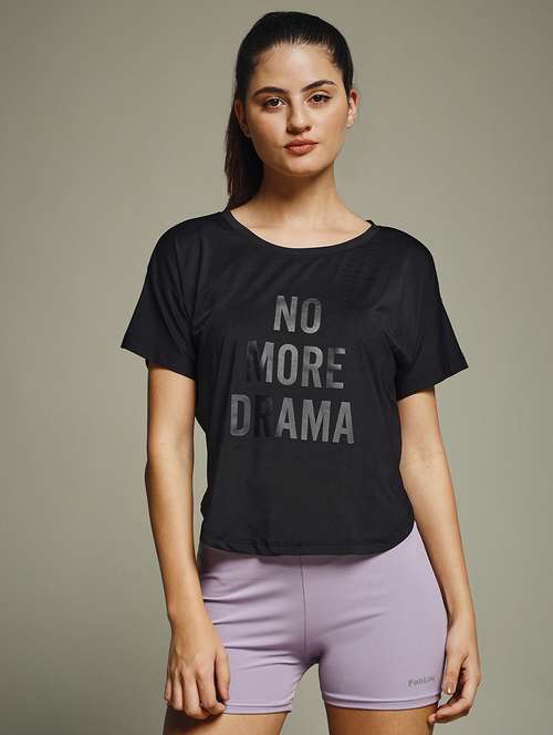 women typography prnted dri-fit sports t-shirt - 21959989 -  Standard Image - 0