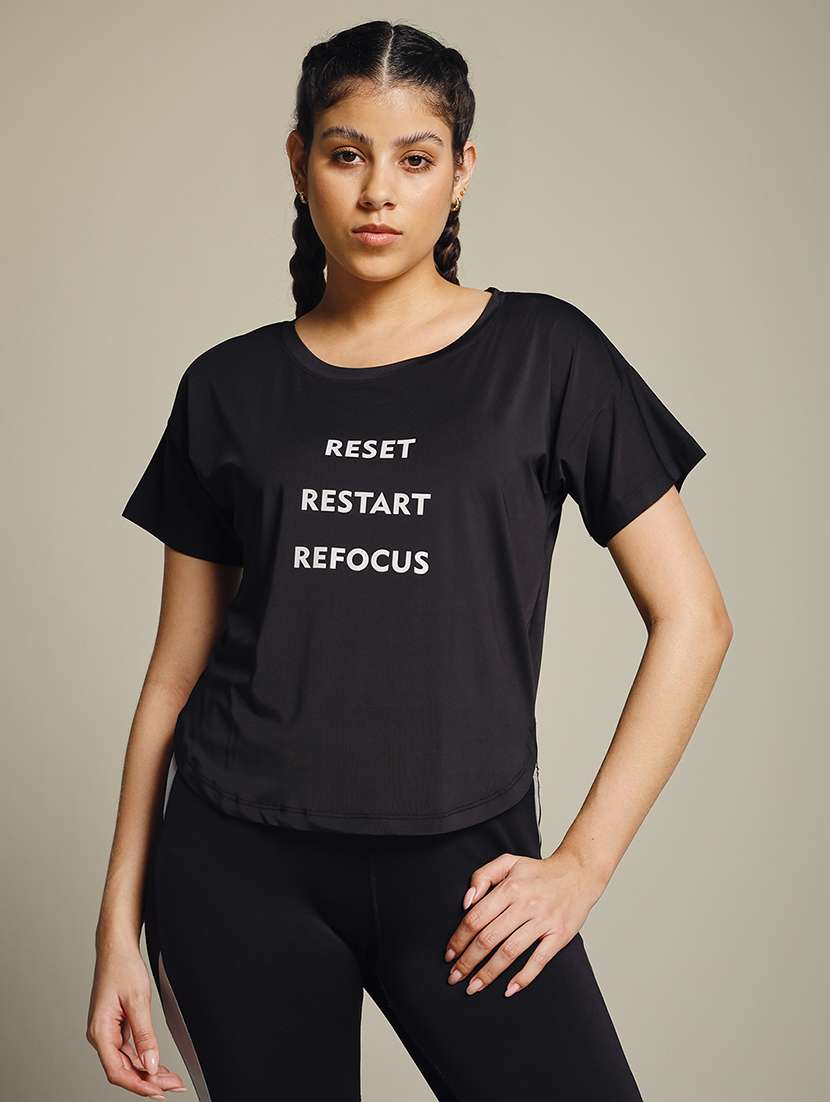 women typography prnted dri-fit sports t-shirt