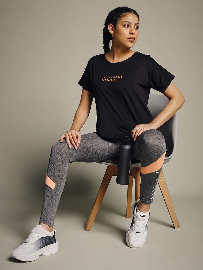 women typography prnted dri-fit sports t-shirt - 21960001 -  Standard Image - 5