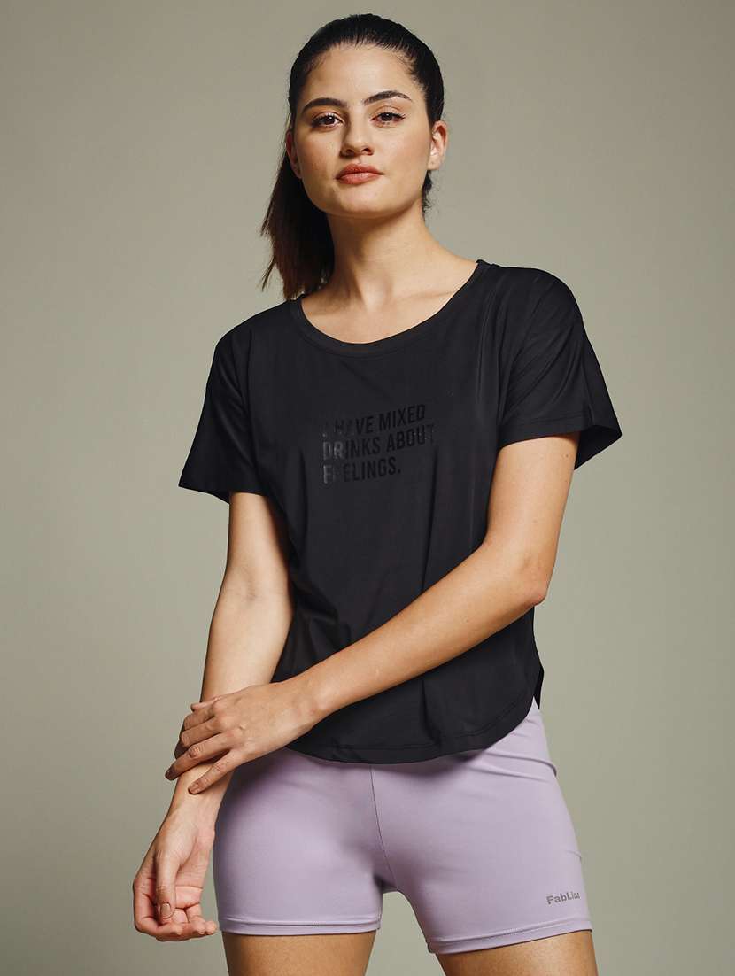 women typography prnted dri-fit sports t-shirt - 21960020 -  Zoom Image - 0