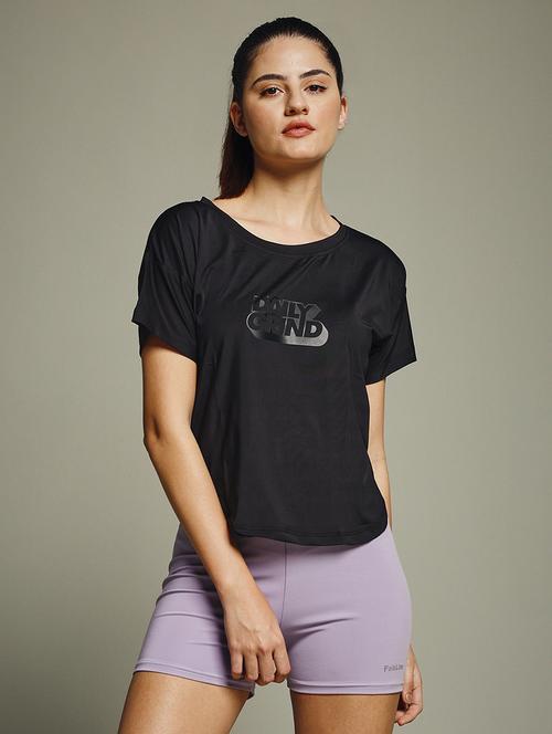 women typography prnted dri-fit sports t-shirt - 21960049 - Standard Image - 0