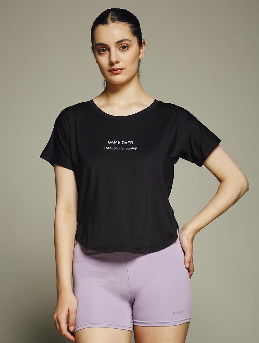 women typography prnted dri-fit sports t-shirt - 21960052 -  Zoom Image - 0