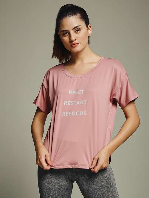 women typography prnted dri-fit sports t-shirt - 21960159 -  Standard Image - 0