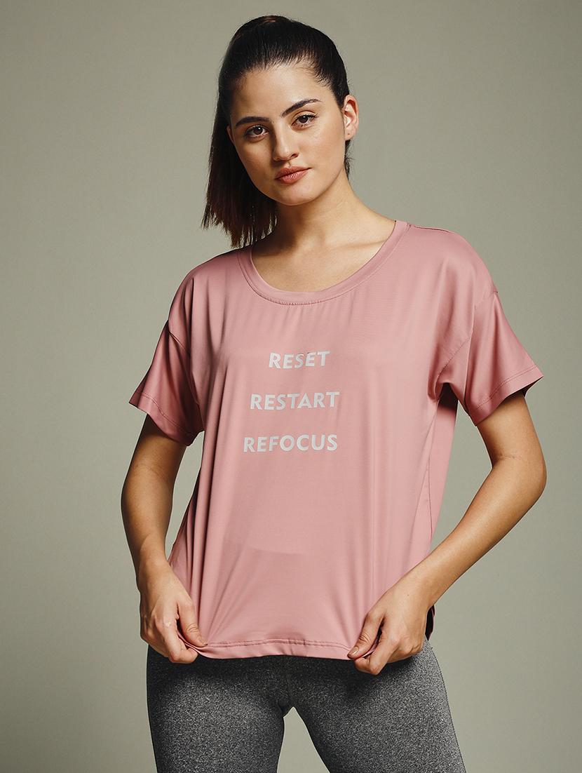women typography prnted dri-fit sports t-shirt