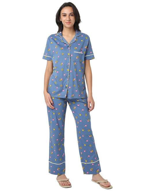women printed nightwear pyjama set - 21960172 -  Standard Image - 0
