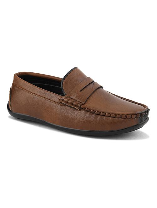 boys brown solid leatherette loafer - 21960184 -  Standard Image - 0
