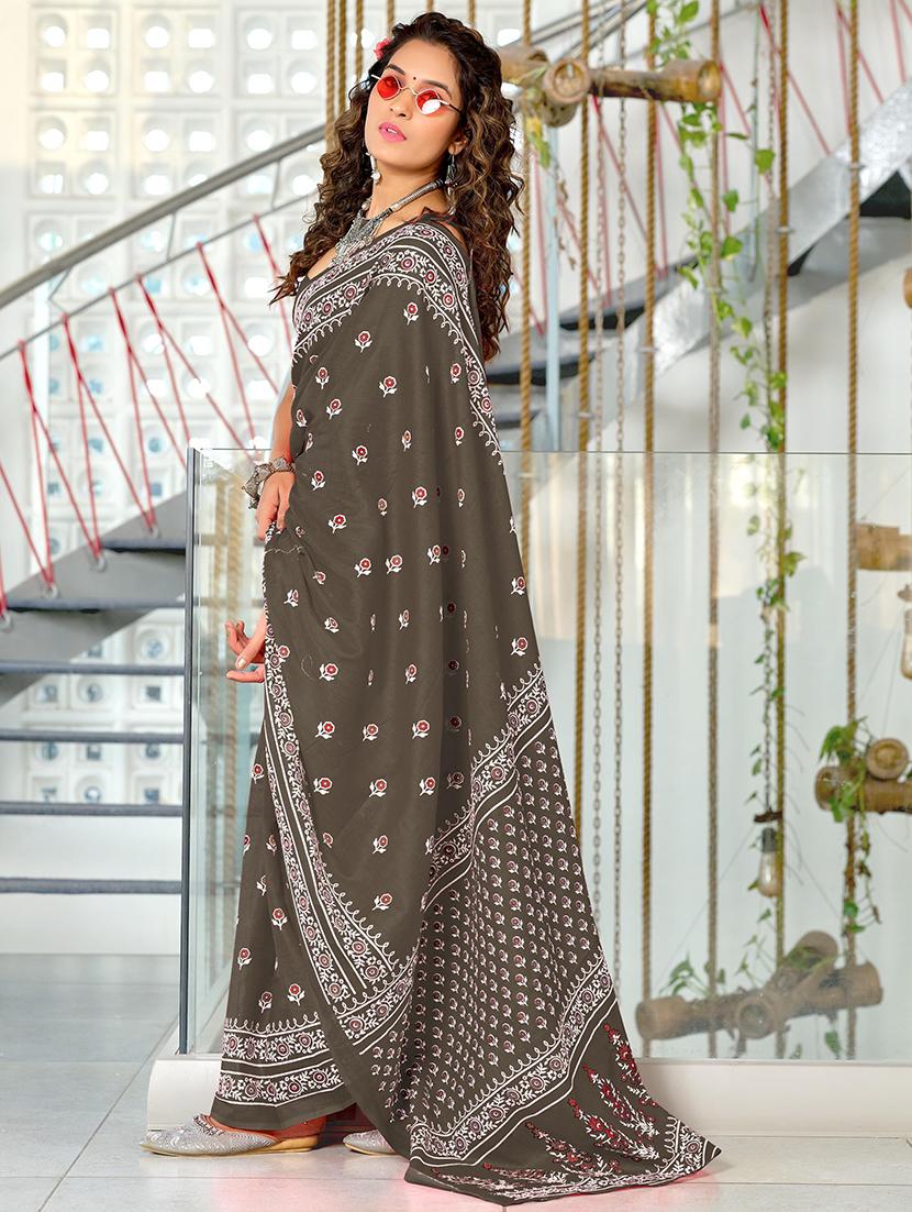 women printed ready to wear saree with blouse
