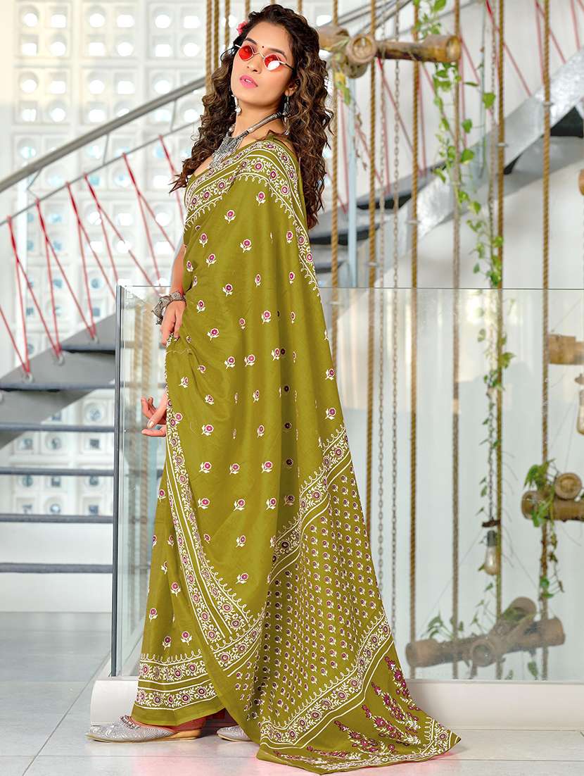 women printed ready to wear saree with blouse