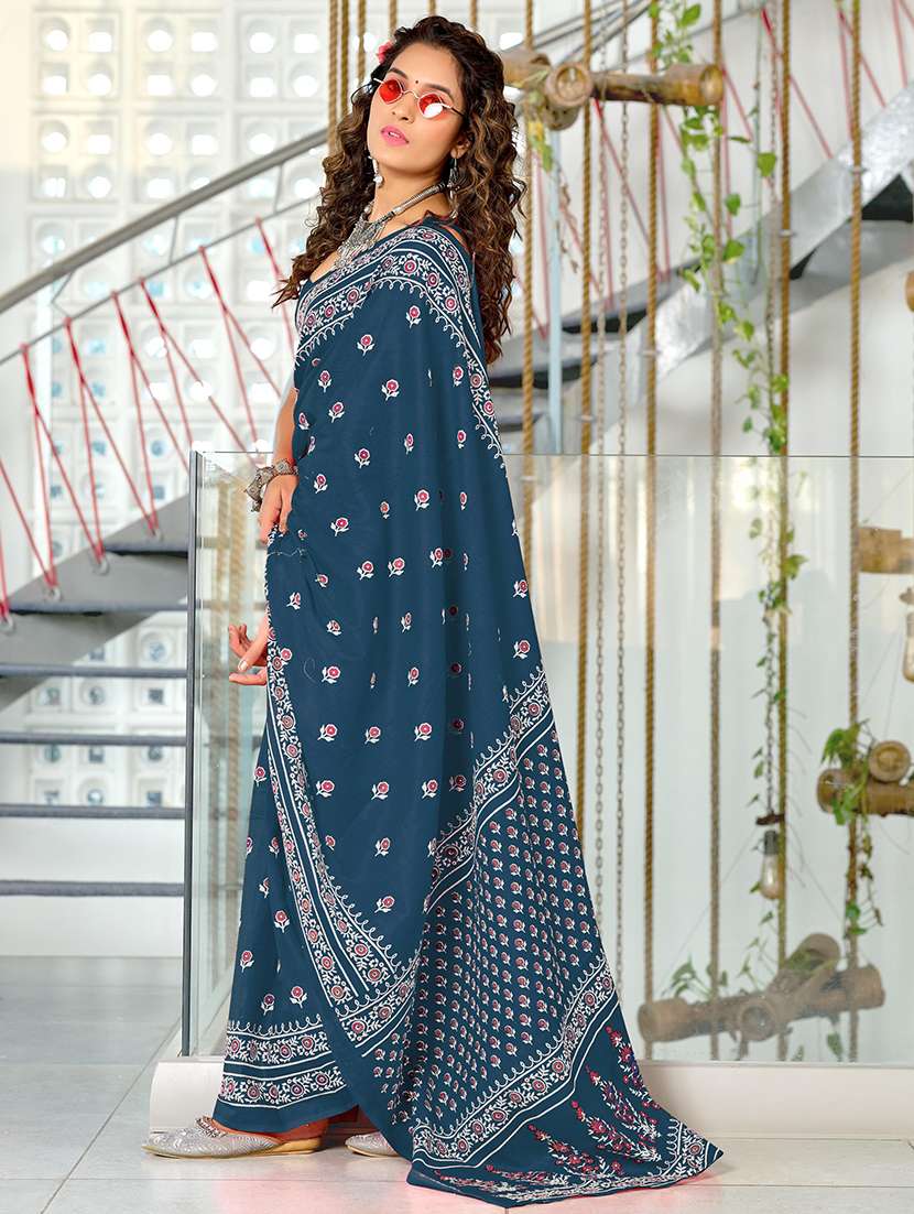 women printed ready to wear saree with blouse - 21960198 -  Zoom Image - 0