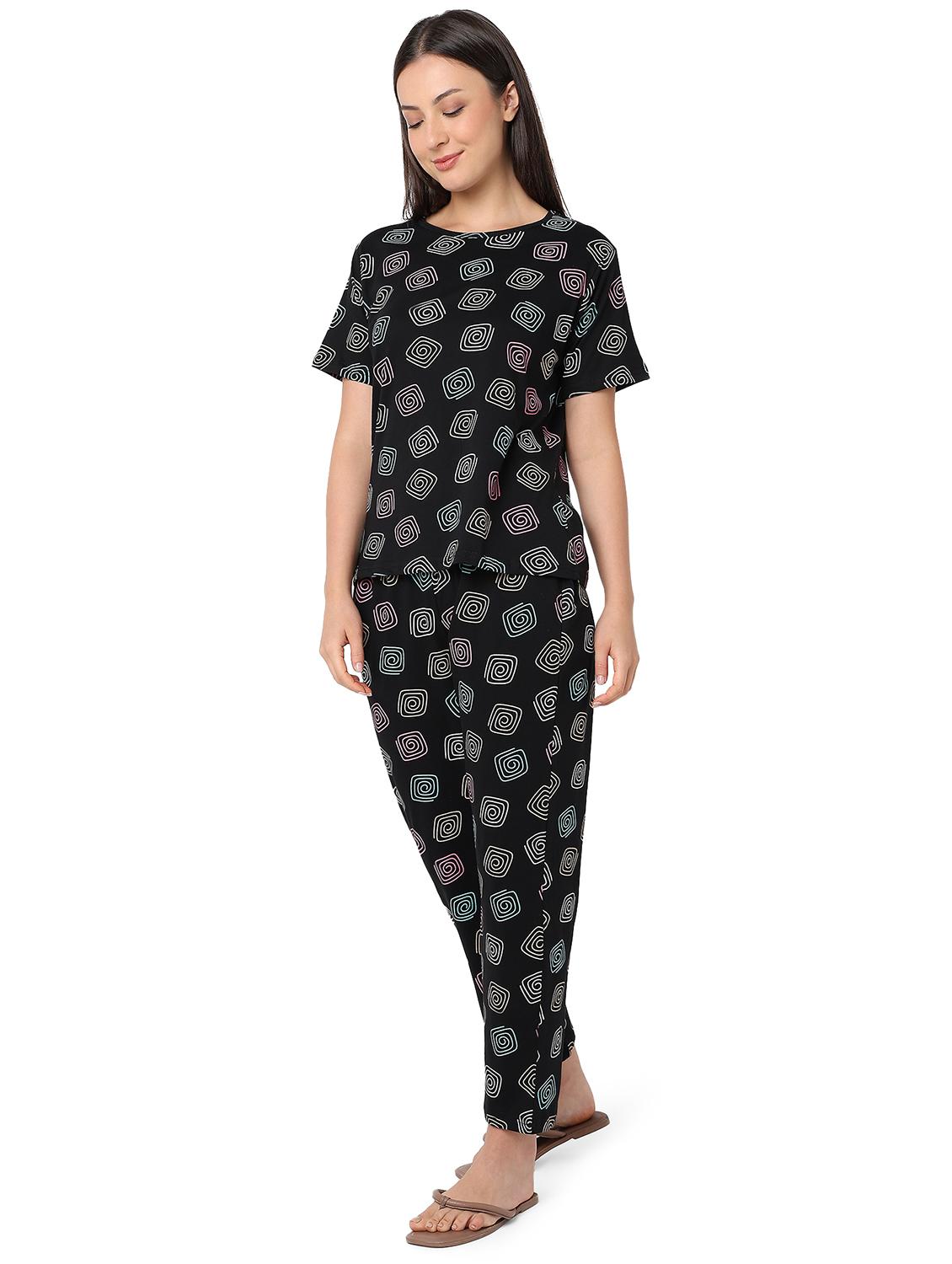 women printed nightwear pyjama set - 21960213 - Standard Image - 3