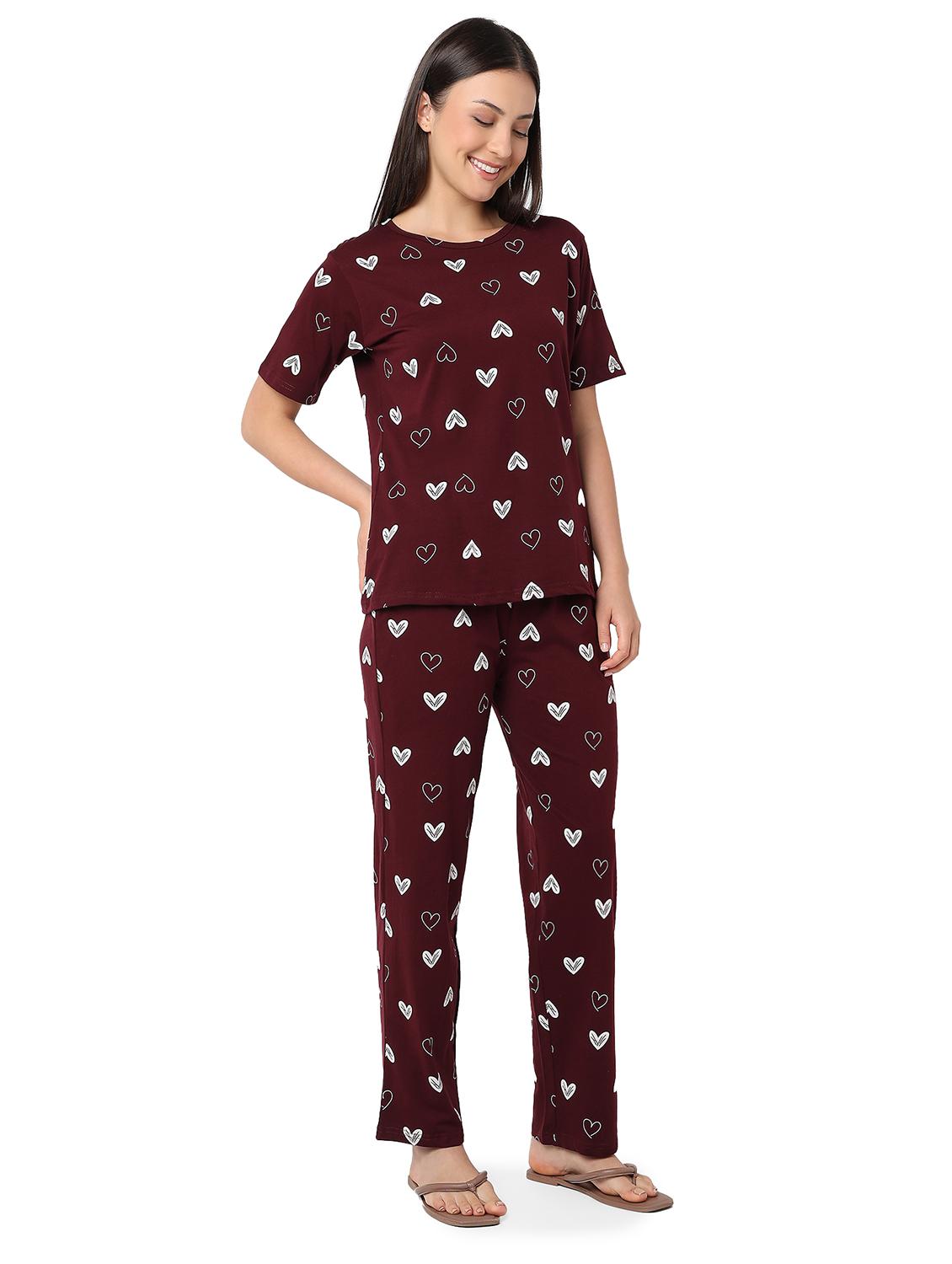 women printed nightwear pyjama set - 21960214 - Standard Image - 3