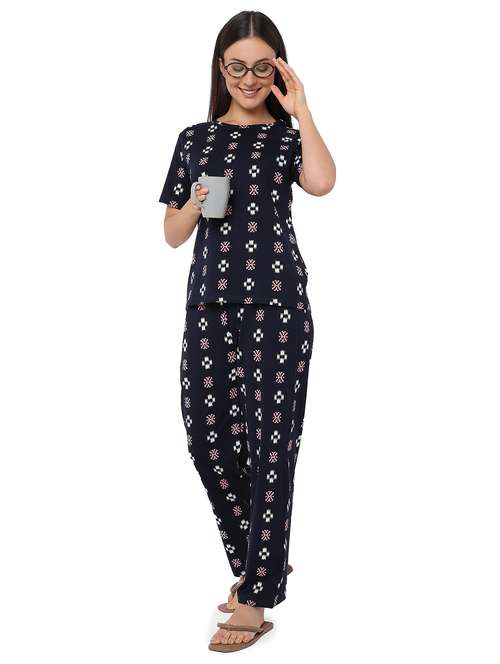 women printed nightwear pyjama set - 21960220 - Standard Image - 0