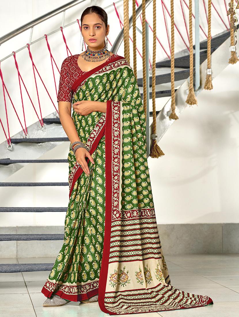 women printed ready to wear saree with blouse - 21960225 - Zoom Image - 0