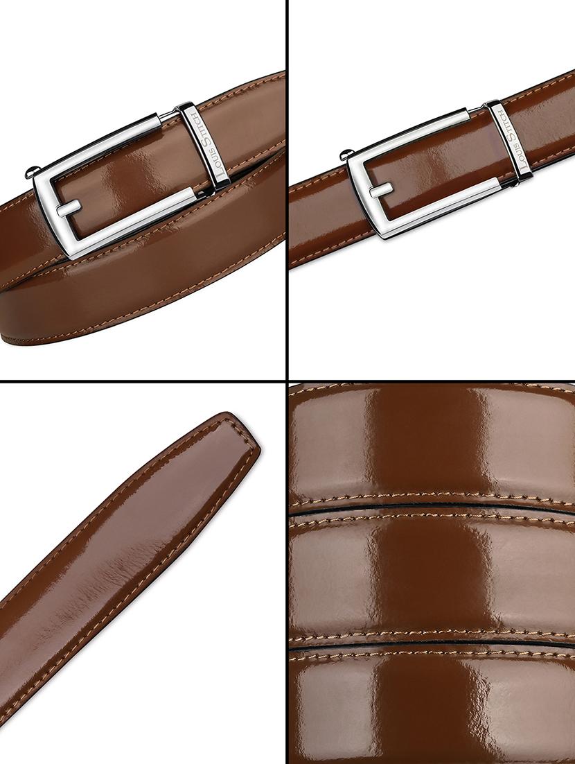 men tan manual buckle leather belt - 21960231 - Standard Image - 5