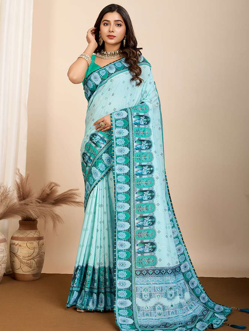 women printed casual wear saree with blouse - 21960238 - Zoom Image - 0