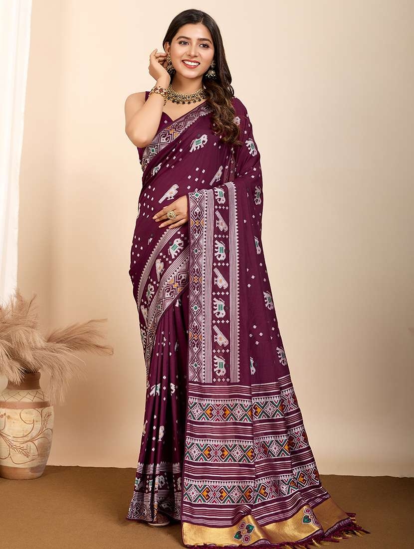 women self design patola saree with blouse