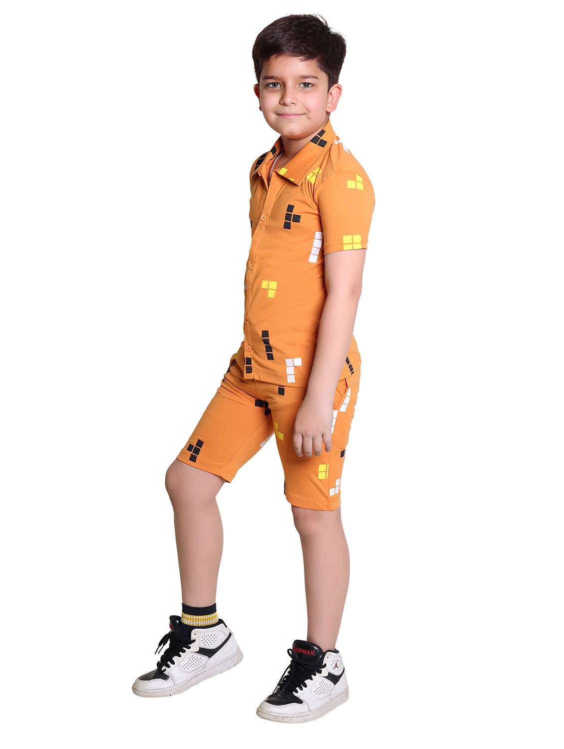 boys printed shirt & shorts co-ord set - 21960310 -  Standard Image - 3